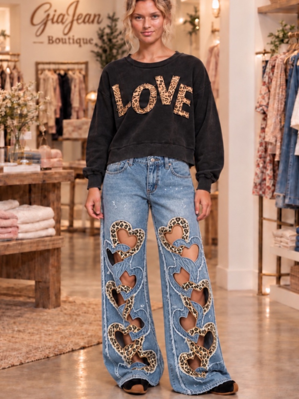 🎉 OLI AND HALI “ TRINA “ Oli & Hali DENIM JEANS WITH HEART CUTOUT DETAIL